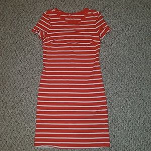 Orange and white striped Old Navy tshirt dress